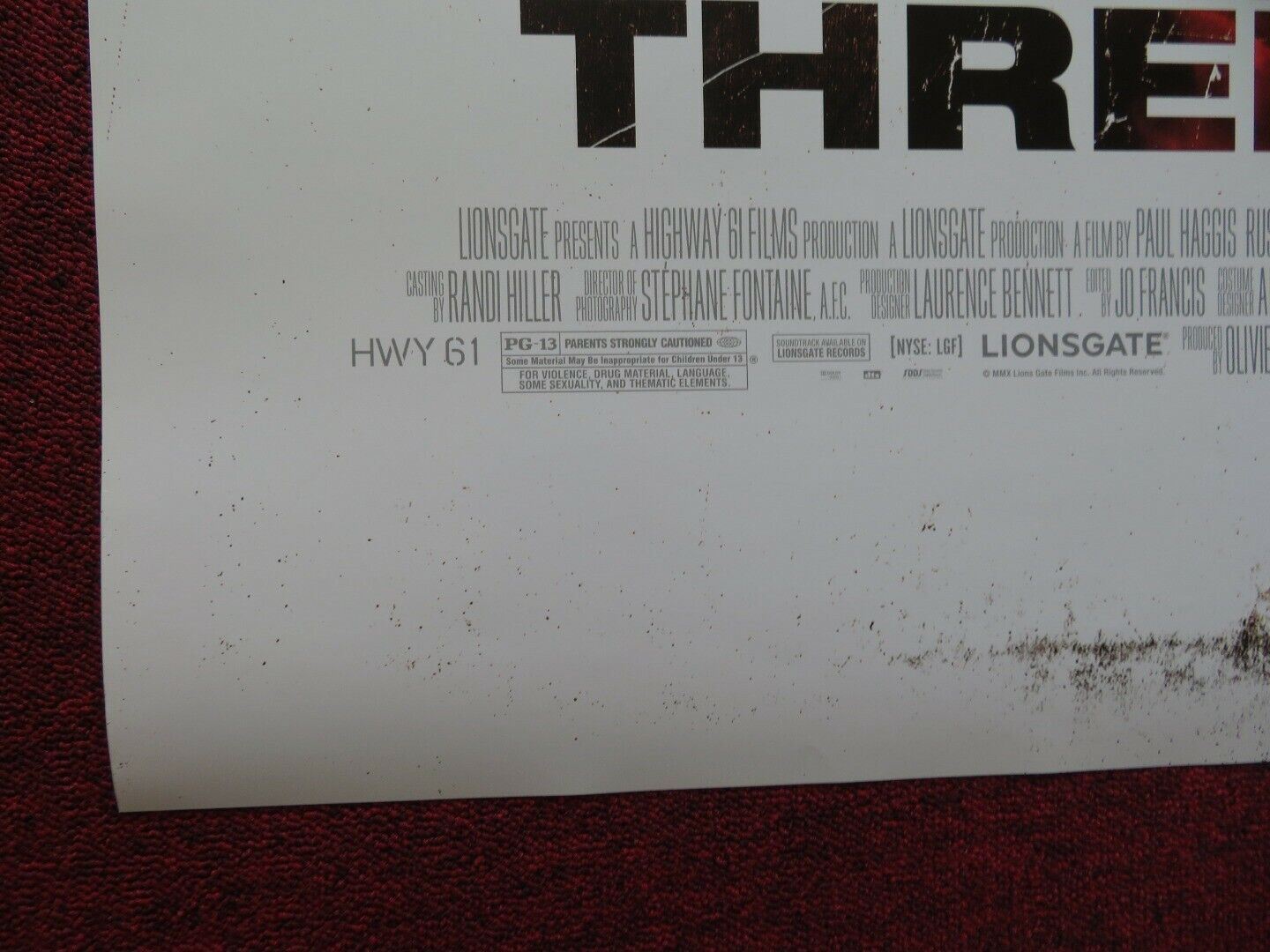 THE NEXT THREE DAYS US ONE SHEET ROLLED POSTER RUSSELL CROWE 2010