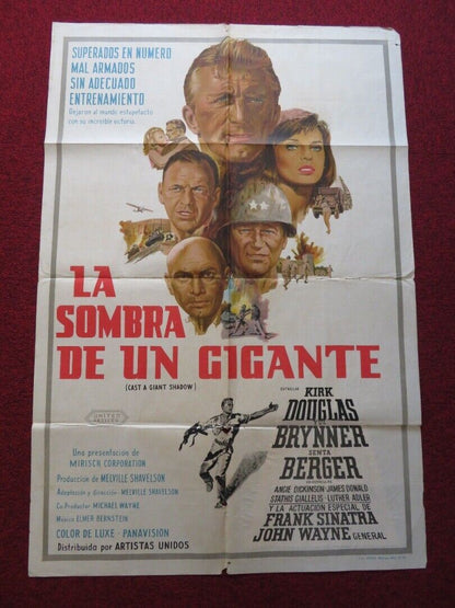 CAST A GIANT SHADOW FOLDED ARGENTINA ONE SHEET POSTER KIRK DOUGLAS YUL BRYNNER