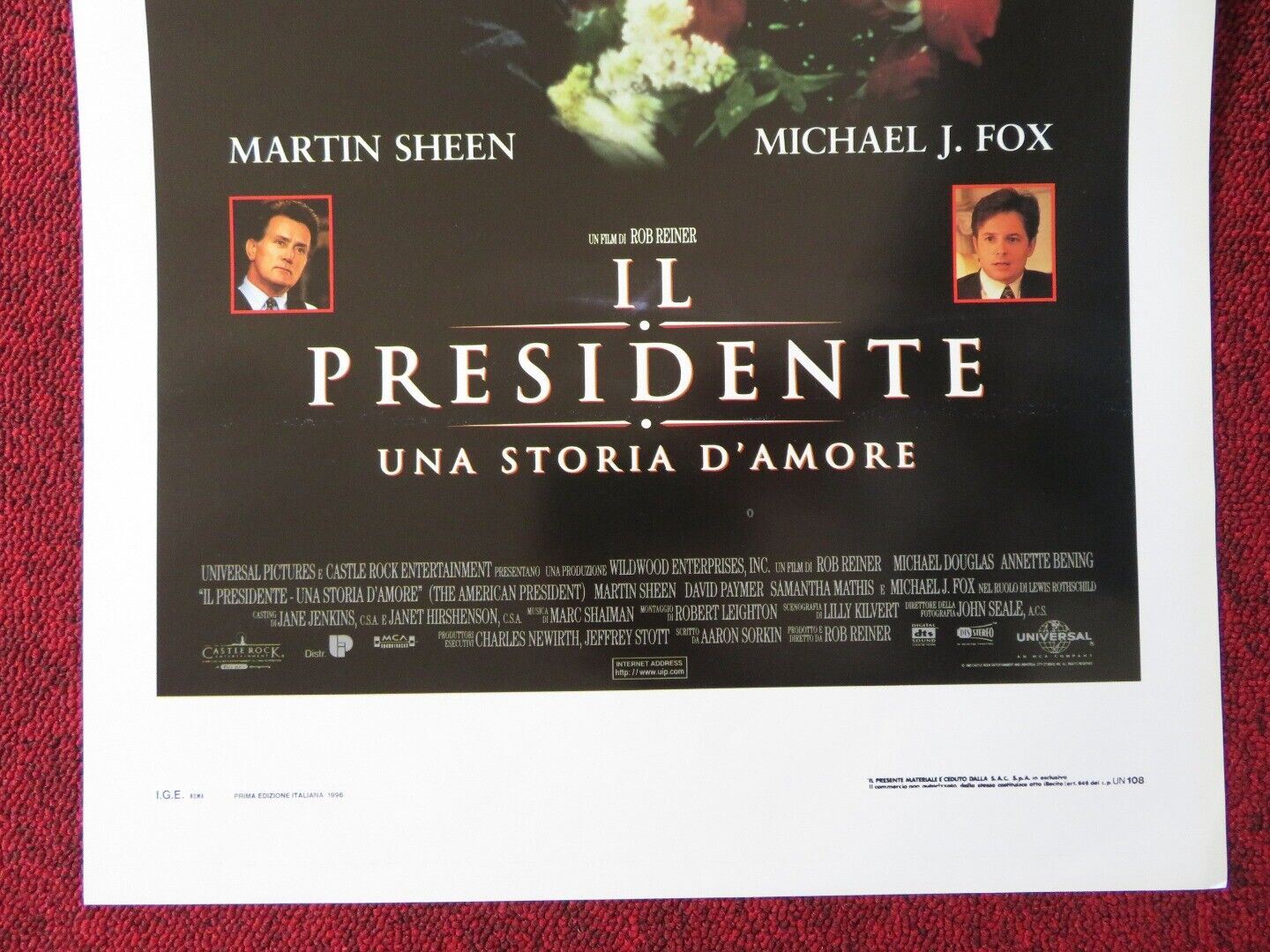 THE AMERICAN PRESIDENT ITALIAN LOCANDINA (27.5"x13") POSTER MICHAEL DOUGLAS '96