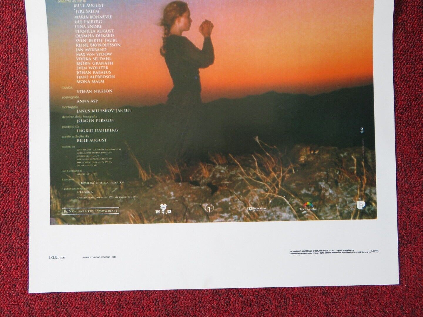 JERUSALEM ITALIAN LOCANDINA (27.5"x13") POSTER BILLE AUGUST MARIA BONNEVIE 1997