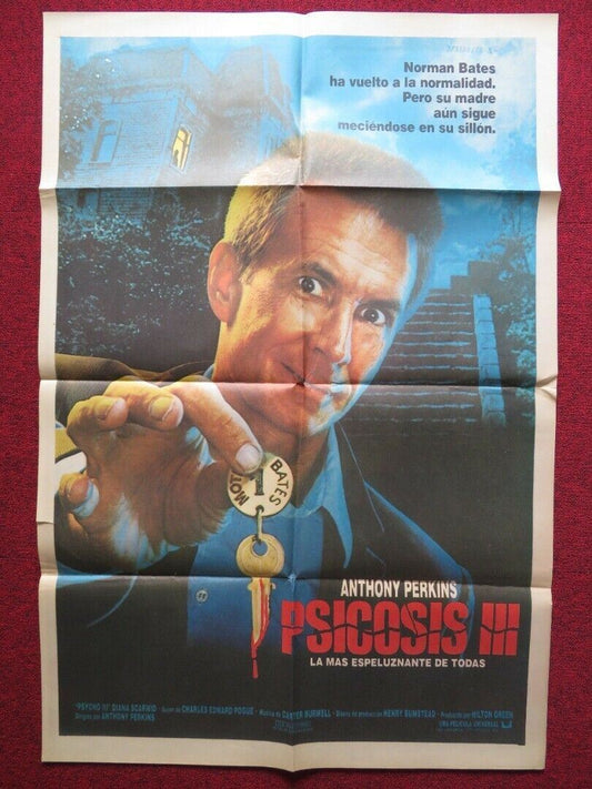 PSYCHO III FOLDED ARGENTINA POSTER ANTHONY PERKINS DIANA SCARWID 1986