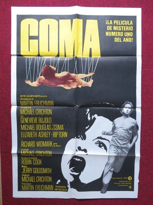 COMA FOLDED ARGENTINA POSTER MICHAEL DOUGLAS GENEVIEVE BUJOLD 1978