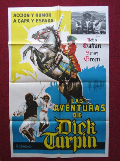 DICK TURPIN FOLDED ARGENTINA POSTER JOHN GAFFARI JENNY GREEN 1974