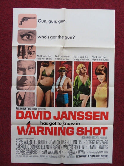 WARNING SHOT FOLDED US ONE SHEET POSTER STEVE ALLEN DAVID JANSSEN 1966