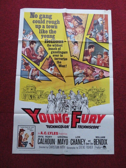 YOUNG FURY FOLDED US ONE SHEET POSTER RORY CALHOUN WILLIAM BENDIX 1965