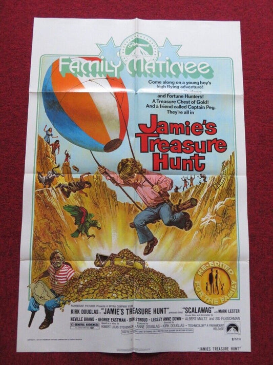 JAMIE'S TREASURE HUNT (SCALAWAG) FOLDED US ONE SHEET POSTER KIRK DOUGLAS 1975