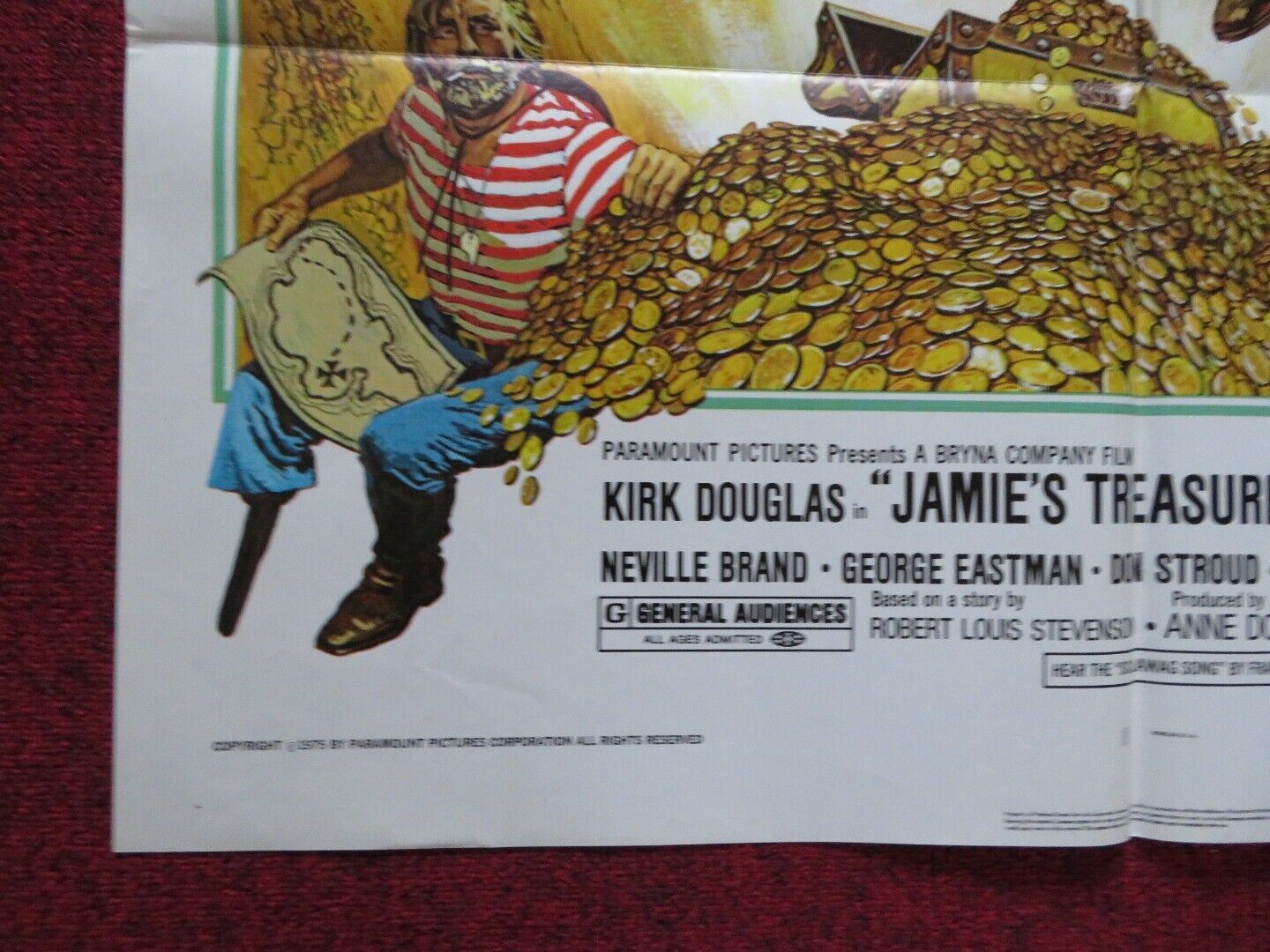 JAMIE'S TREASURE HUNT (SCALAWAG) FOLDED US ONE SHEET POSTER KIRK DOUGLAS 1975