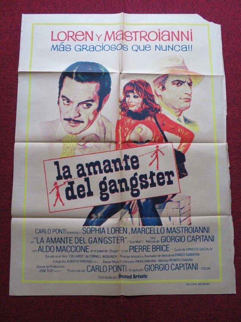 LA PUPA DEL GANGSTER FOLDED ARGENTINA POSTER SOPHIA LOREN MARCELLO MASTROIANNI