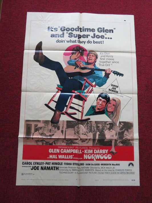 NORWOOD - STYLE B FOLDED US ONE SHEET POSTER GLEN CAMPBELL KIM DARBY 1969