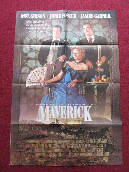 MAVERICK FOLDED ARGENTINA POSTER MEL GIBSON JODIE FOSTER 1994