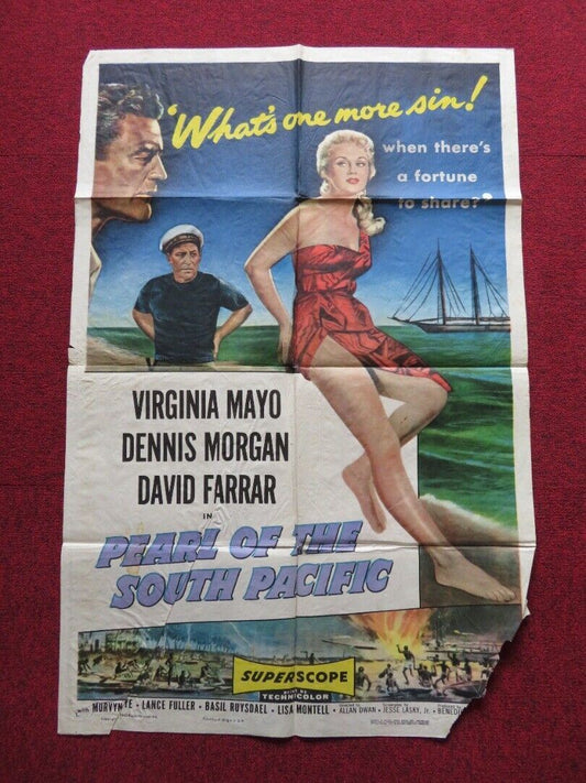 PEARL OF THE SOUTH PACIFIC FOLDED US ONE SHEET POSTER VIRGINIA MAYO 1955