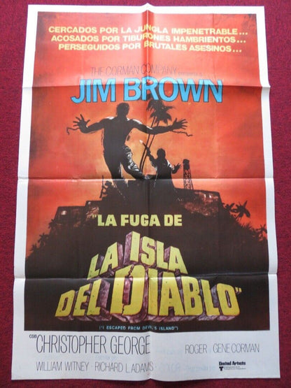 I ESCAPED FROM DEVIL'S ISLAND FOLDED ARGENTINA POSTER JIM BROWN 1973