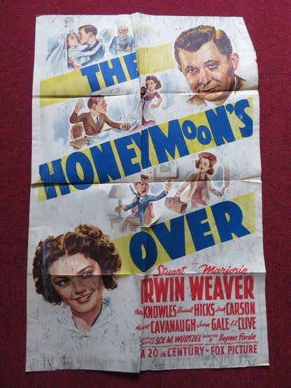 THE HONEYMOON'S OVER FOLDED US ONE SHEET POSTER STUART ERWIN M. WEAVER 1939