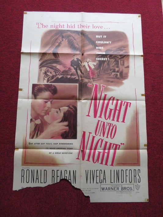 NIGHT UNTO NIGHT FOLDED US ONE SHEET POSTER RONALD REGAN VIVECA LINDFORS 1949