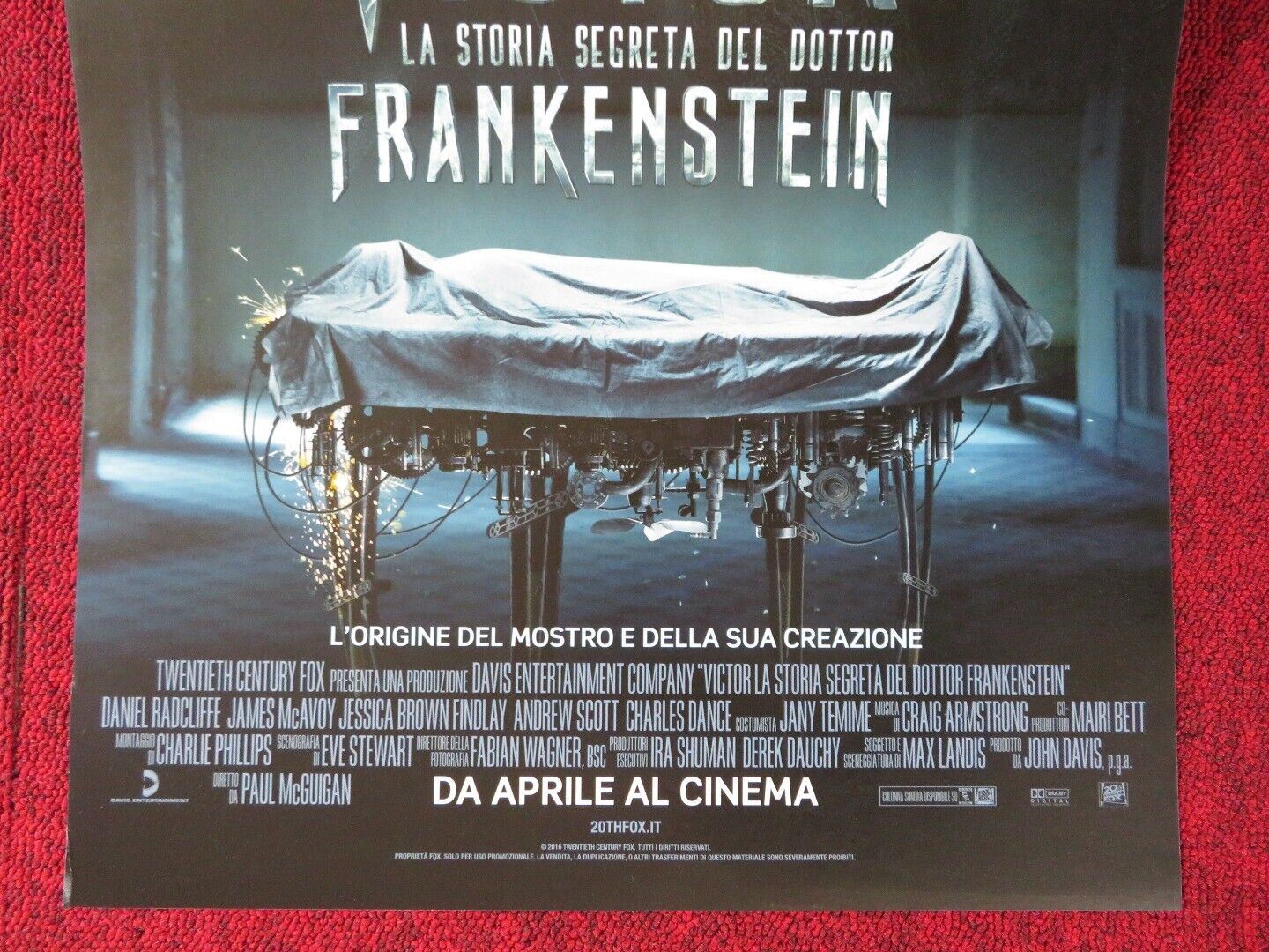 VICTOR FRANKENSTEIN ITALIAN LOCANDINA (27"x13") POSTER MCAVOY RADCLIFFE