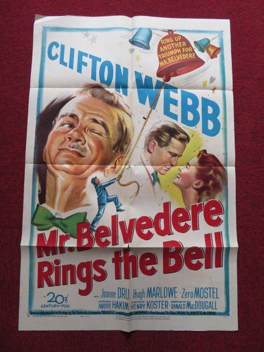 BELVEDERE RING THE BELL FOLDED US ONE SHEET POSTER CLIFTON WEBB JOANNE DRU 1951