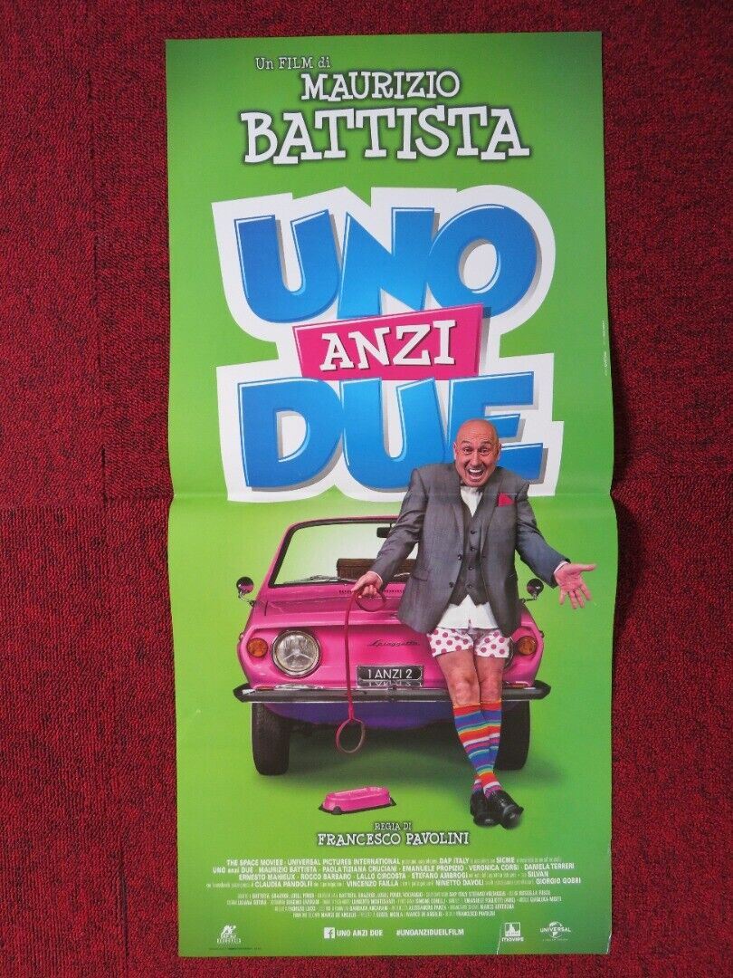 UNO ANZI DUE ITALIAN LOCANDINA (26.5"x12.5") POSTER MAURIZIO BATTISTA 2015