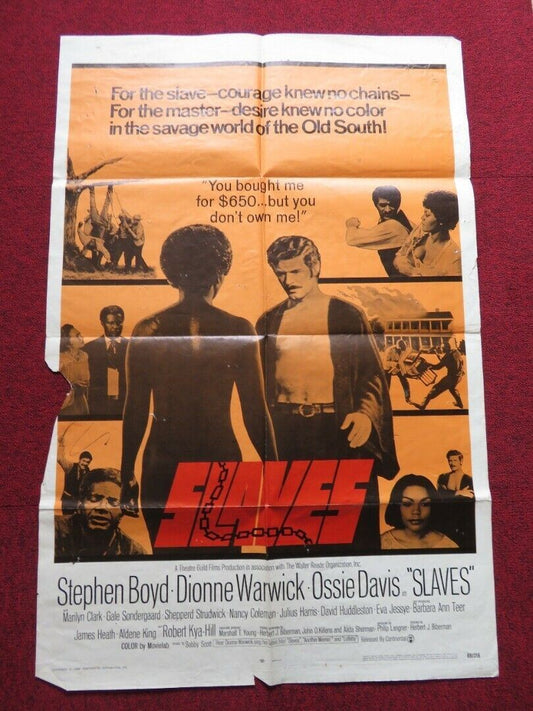 SLAVES FOLDED US ONE SHEET POSTER STEPHEN BOYD DIONNE WARWICK 1969