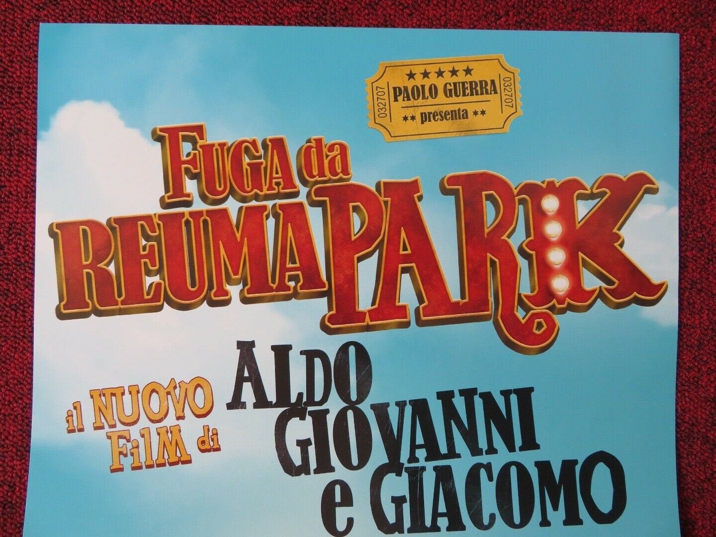 FUGA DA REUMA PARK ITALIAN LOCANDINA (26.5"x12.5") POSTER ALDO BAGLIO 2016