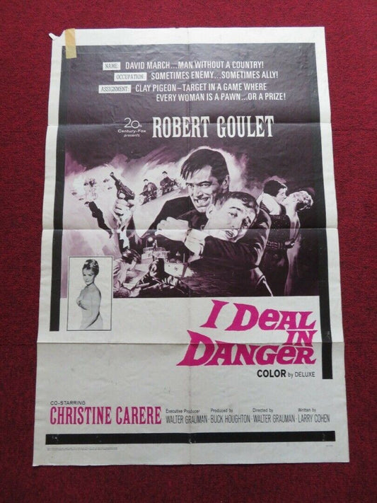 I DEAL IN DANGER FOLDED US ONE SHEET POSTER ROBERT GOULET CHRISTINE CARERE 1966