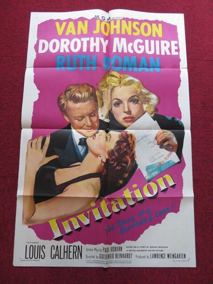 INVITATION FOLDED US ONE SHEET POSTER VAN JOHNSON DOROTHY MCGUIRE 1952 52/56