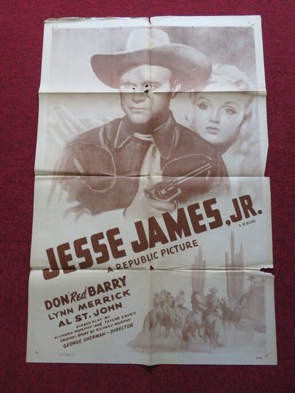 JESSE JAMES, JR. FOLDED US ONE SHEET POSTER DON 'RED' BARRY LYNN MERRICK R1942