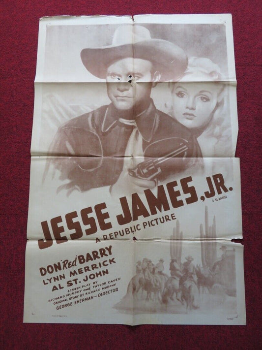 JESSE JAMES, JR. FOLDED US ONE SHEET POSTER DON 'RED' BARRY LYNN MERRICK R1942