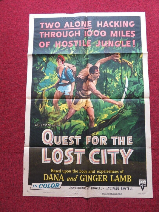 QUEST FOR THE LOST CITY FOLDED US ONE SHEET POSTER DANA LAMB GINGER LAMB 1954