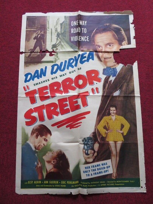 TERROR STREET FOLDED US ONE SHEET POSTER DAN DURYEA ELSIE ALBIIN