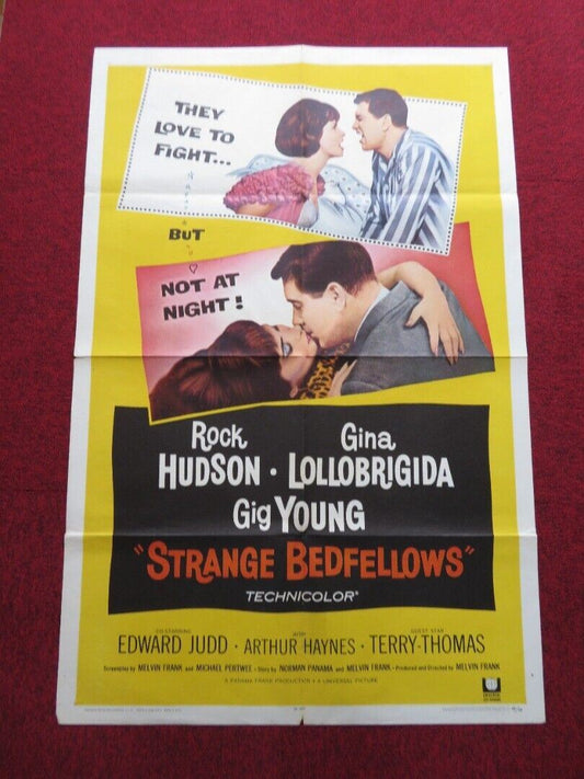 STRANGE BEDFELLOWS FOLDED US ONE SHEET POSTER ROCK HUDSON GINA LOLLOBRIGIDA 1965