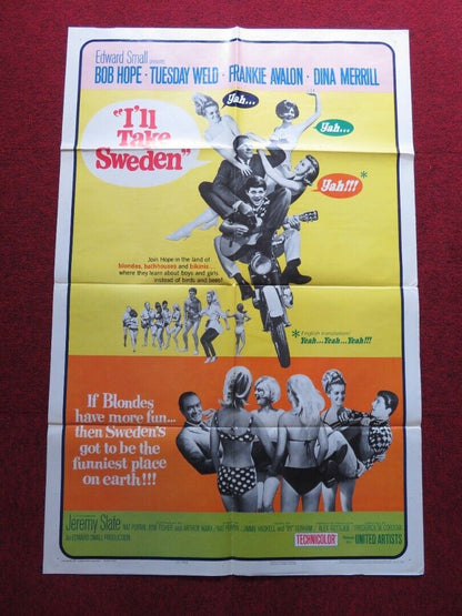 I'LL TAKE SWEDEN FOLDED US ONE SHEET POSTER BOB HOPE TUESDAY WELD 1965