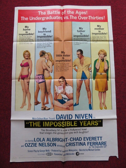 IMPOSSIBLE YEARS FOLDED US ONE SHEET POSTER DAVID NIVEN LOLA ALBRIGHT 1968