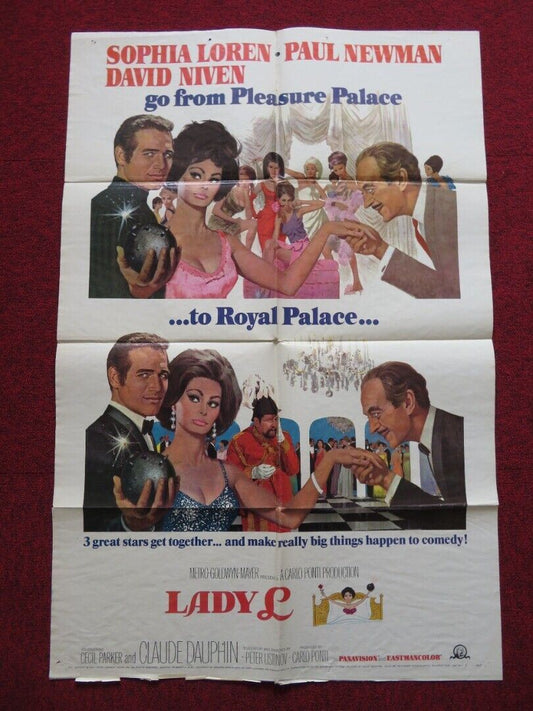 LADY L FOLDED US ONE SHEET POSTER SOPHIA LOREN PAUL NEWMAN 1966