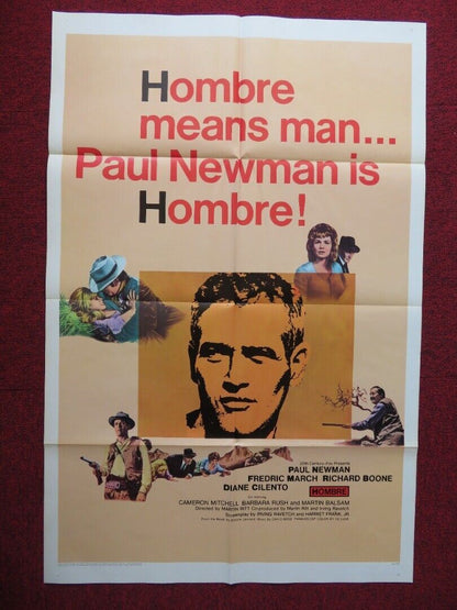 HOMBRE FOLDED US ONE SHEET POSTER PAUL NEWMAN FREDRIC MARCH 1966