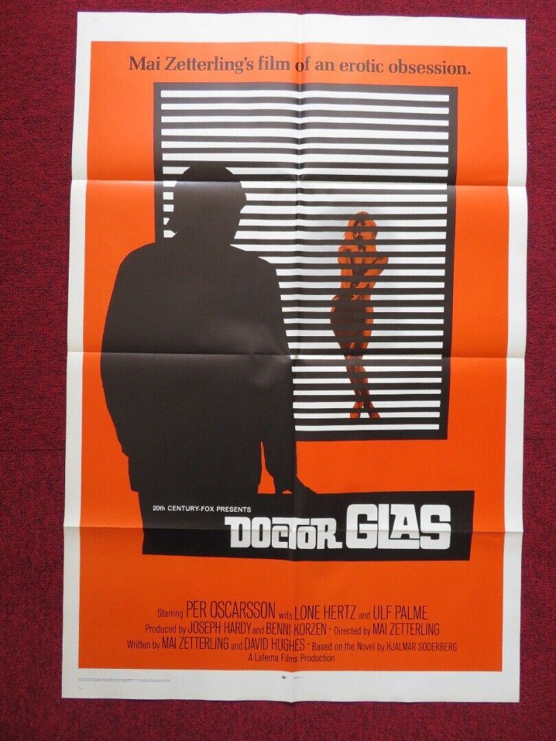 DOCTOR GLAS FOLDED US ONE SHEET POSTER PER OSCARSSON LONE HERTZ 1968