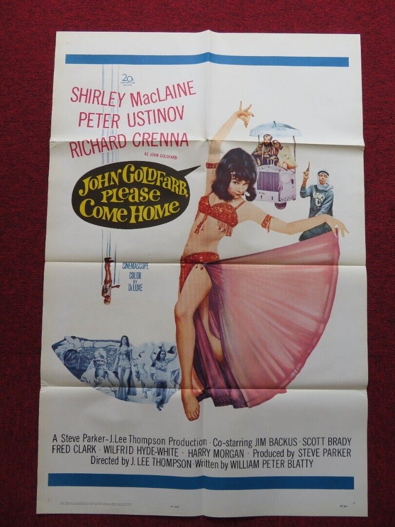 JOHN GOLDFARB PLEASE COME HOME FOLDED US ONE SHEET POSTER MACLAINE USTINOV 1964