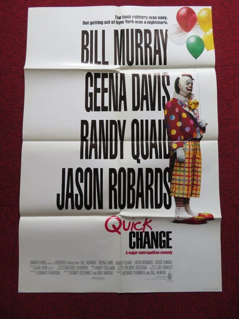 QUICK CHANGE FOLDED US ONE SHEET POSTER BILL MURRAY GEENA DAVIS 1990