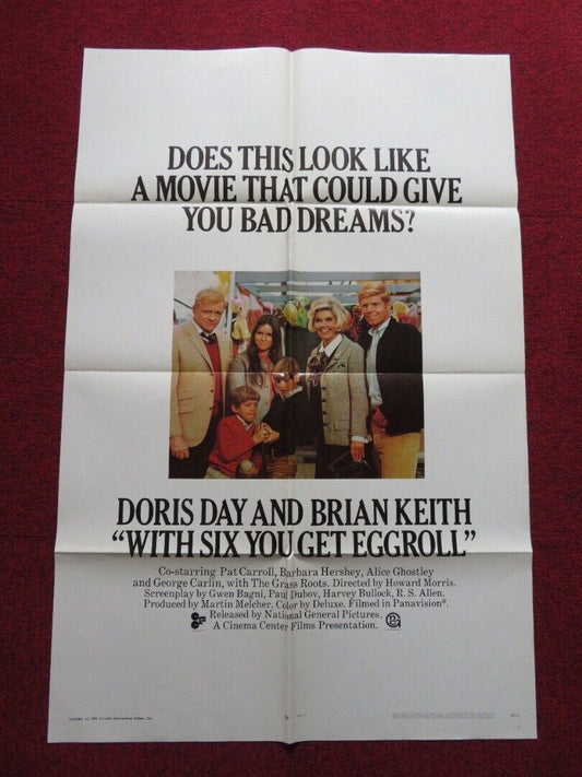 WITH SIX YOU GET EGG ROLL FOLDED US ONE SHEET POSTER DORIS DAY BRIAN KEITH 1968