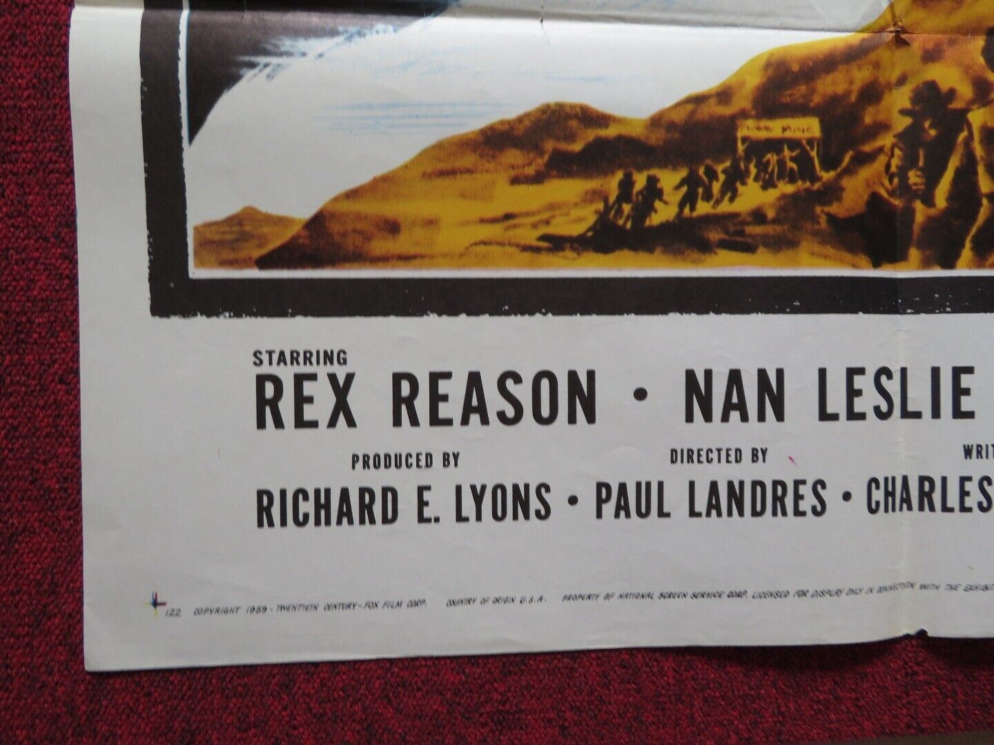 MIRACLE OF HILLS FOLDED US ONE SHEET POSTER REX REASON NAN LESLIE 1959