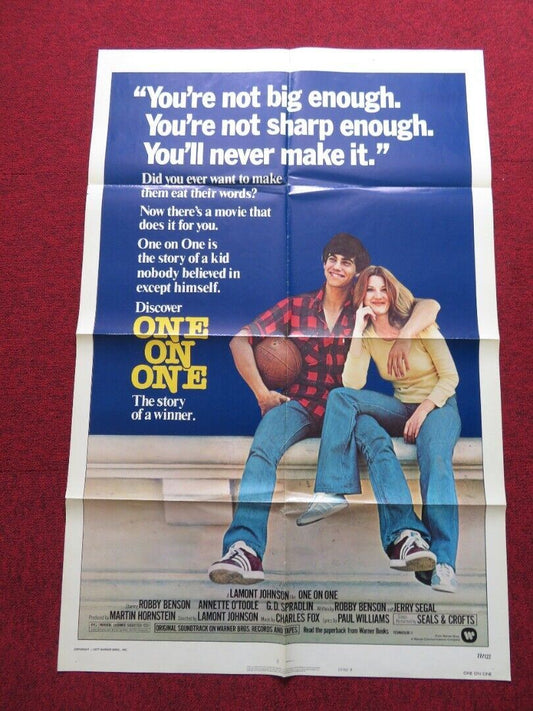 ONE ON ONE STYLE B FOLDED US ONE SHEET POSTER ANNETTE O'TOOLE ROBBY BENSON 1977