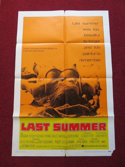 LAST SUMMER FOLDED US ONE SHEET POSTER BARBARA HERSHEY RICHARD THOMAS 1969