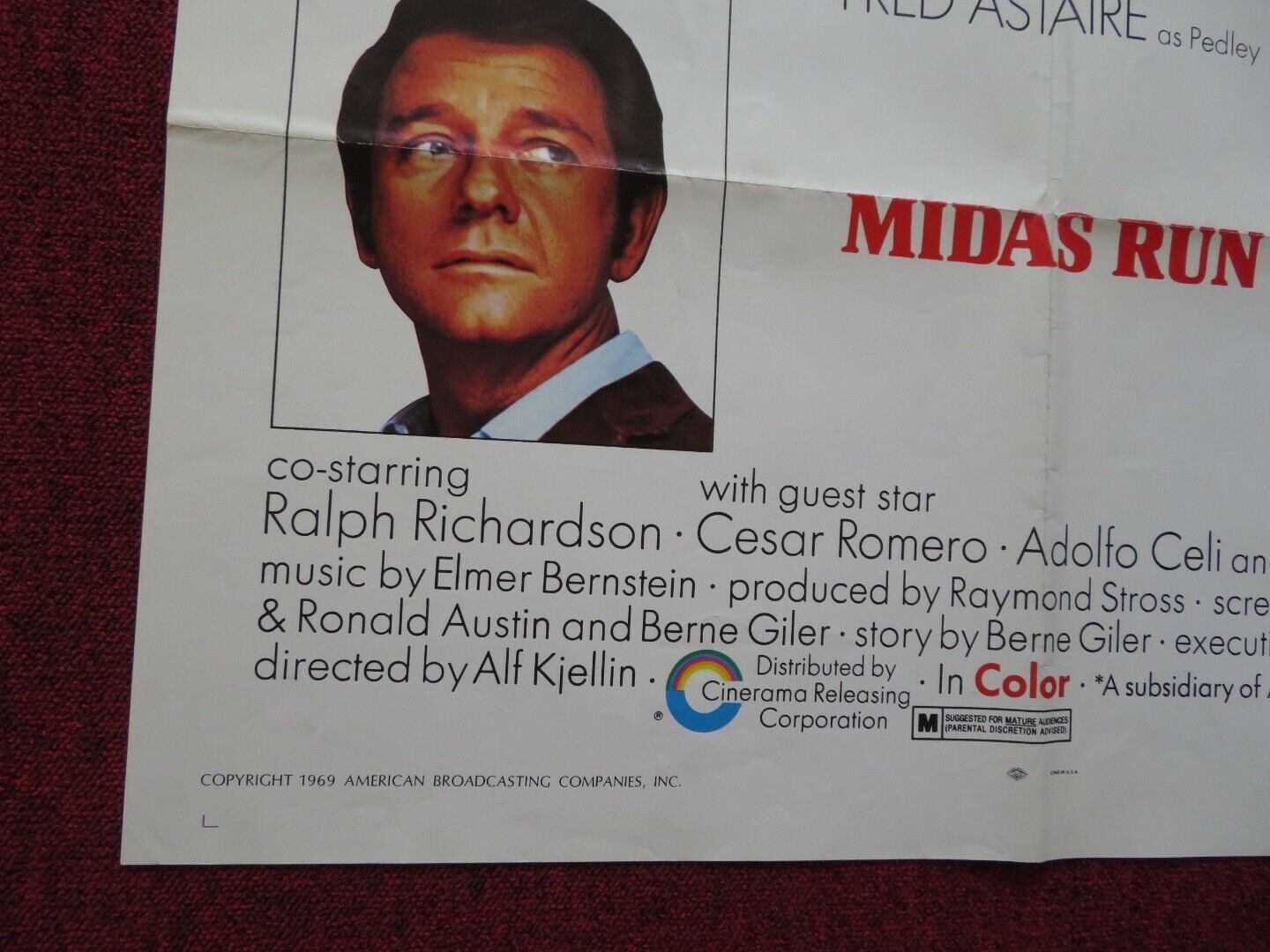 MIDAS RUN FOLDED US ONE SHEET POSTER RICHARD CRENNA ANNE HEYWOOD 1969