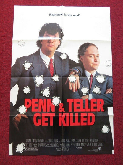 PENN & TELLER GET KILLED FOLDED US ONE SHEET POSTER CATLIN CLARKE 1989