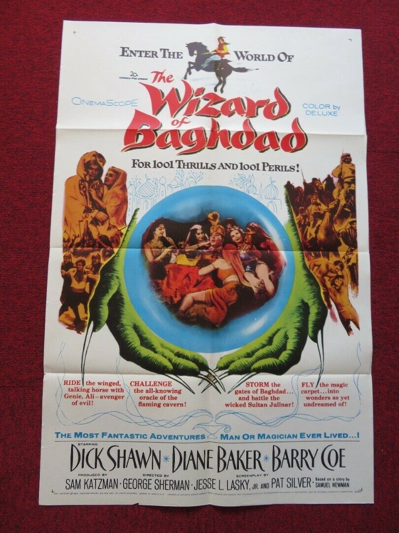 WIZARD OF BAGHDAD FOLDED US ONE SHEET POSTER DICK SHAWN DIANE BAKER 1960