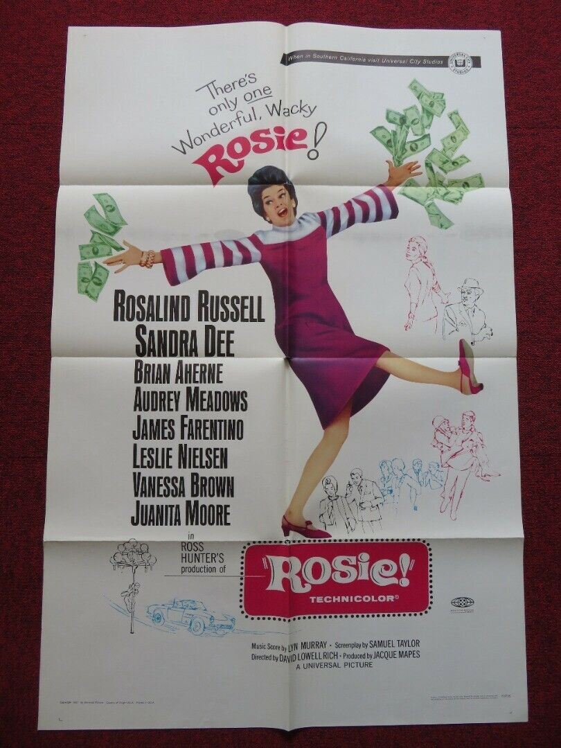 ROSIE! FOLDED US ONE SHEET POSTER ROSALIND RUSSELL SANDRA DEE 1967