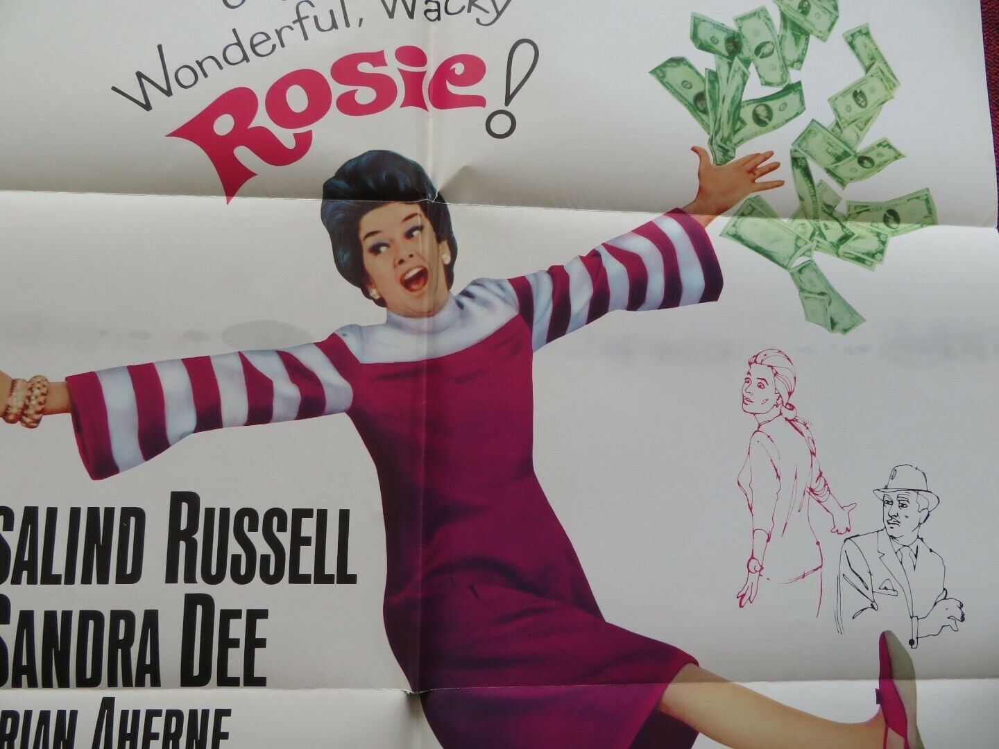 ROSIE! FOLDED US ONE SHEET POSTER ROSALIND RUSSELL SANDRA DEE 1967