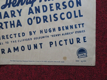 HENRY ALDRICH FOR PRESIDENT FOLDED US ONE SHEET POSTER JIMMY LYDON PREISSER 1941