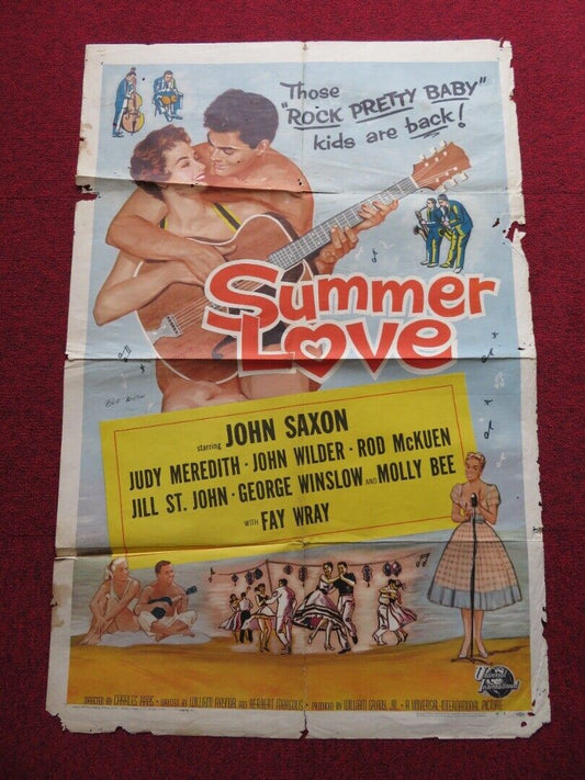 SUMMER LOVE FOLDED US ONE SHEET POSTER JOHN SAXON JUDY MEREDITH 1958