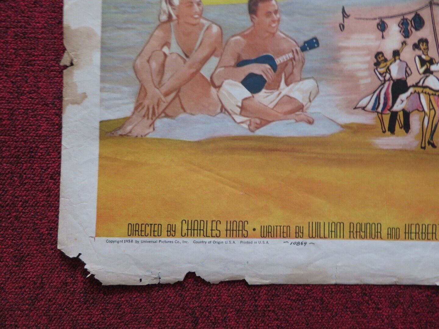 SUMMER LOVE FOLDED US ONE SHEET POSTER JOHN SAXON JUDY MEREDITH 1958