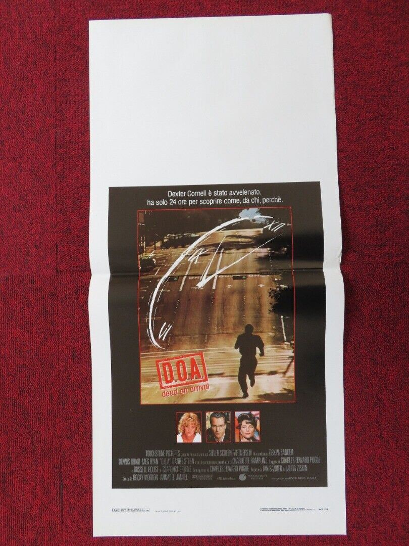 D.O.A DEAD ON ARRIVAL  ITALIAN LOCANDINA (27.5"x13") POSTER D QUAID MEG RYAN '88